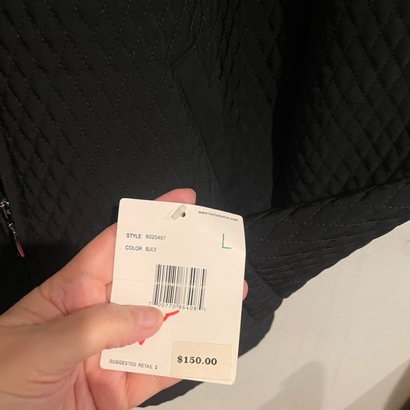 NWT Liz Claiborne Black Quilted Coat. Size Large - Picture 5 of 7